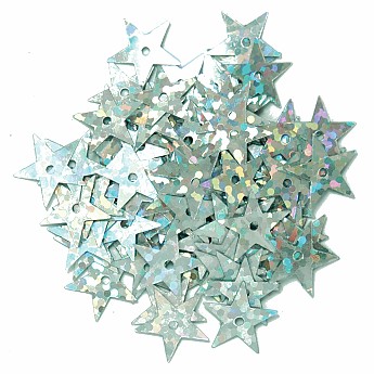 Sequins Holographic Stars 10mm - Silver - Click to Enlarge