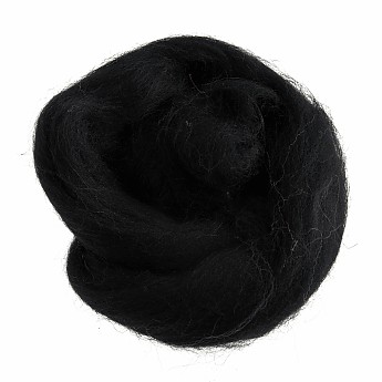 Natural Wool Roving 10g Black - Click to Enlarge