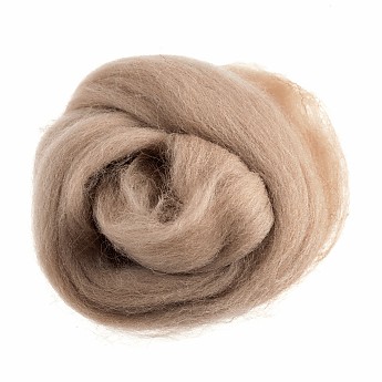 Natural Wool Roving 10g Cream Beige - Click to Enlarge