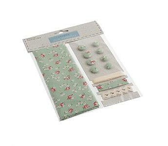 Cotton Craft Set with Fabric: Green Ditsy