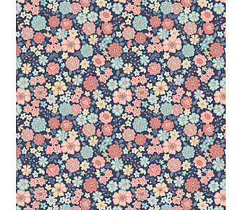 Flo's Little Flowers - Blooms on Navy - Click to Enlarge
