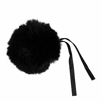 Pom Pom Faux Fur 11cm Black - Click to Enlarge