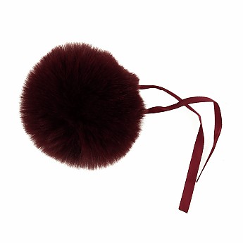 Pom Pom Faux Fur 11cm Burgundy - Click to Enlarge