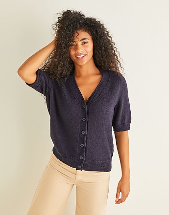 V-NECK SHORT SLEEVED CARDIGAN IN SIRDAR COUNTRY CLASSIC 4 PLY - Click to Enlarge