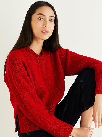 BOXY V NECK SWEATER IN HAYFIELD SOFT TWIST - Click to Enlarge