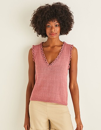 FRILL EDGE SHELL TOP IN SIRDAR COTTON DK - Click to Enlarge