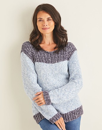 BOAT NECK SWEATER IN SIRDAR NO 1 STONEWASHED ARAN - Click to Enlarge