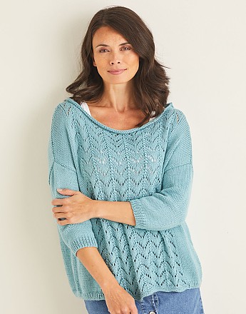 LACE PANEL SWEATER IN SIRDAR NO 1 DK - Click to Enlarge