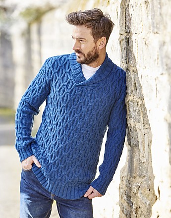 MAN'S SHAWL COLLAR SWEATER IN SIRDAR COUNTRY CLASSIC DK - Click to Enlarge