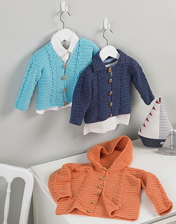 BOY'S V NECK, COLLARED & HOODED CARDIGANS IN SNUGGLY DK - Click to Enlarge
