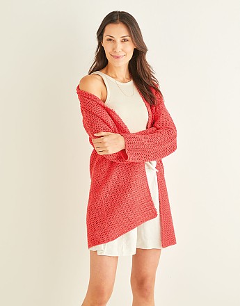 LONGLINE PICOT CROCHET CARDIGAN IN SIRDAR COTTON DK - Click to Enlarge