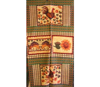 Hens & Flowers Green Check Wall Hanging - Click to Enlarge