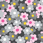 Pink, Light grey and dark grey flowers