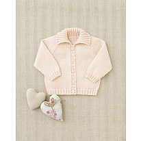 UNISEX BABY CARDIGAN WITH COLLAR IN SNUGGLY 4 PLY