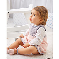 BABY GIRL'S PINAFORE & SHOES IN SNUGGLY 100% MERINO 4 PLY