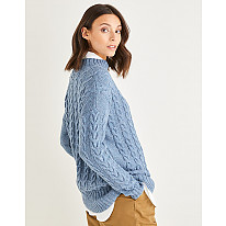 WOMEN’S ALL-OVER CABLE DROP-SLEEVE SWEATER IN SIRDAR HAWORTH TWEED