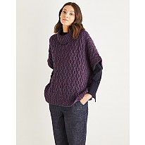 WOMEN’S CABLED ROLL NECK PONCHO IN SIRDAR HAWORTH TWEED