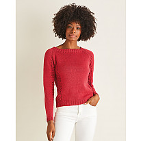 WIDE NECK SWEATER WITH LACE PANELS IN SIRDAR COTTON DK